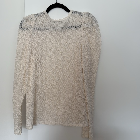 Loft Floral Lace Pleated Puff Sleeve Top Size M NWOT - Picture 4 of 4